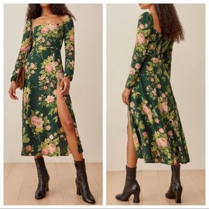 NWT Reformation Green Floral Midi Dress 6